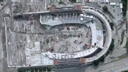 Soldier Field shown during the 2002-03 reconstruction